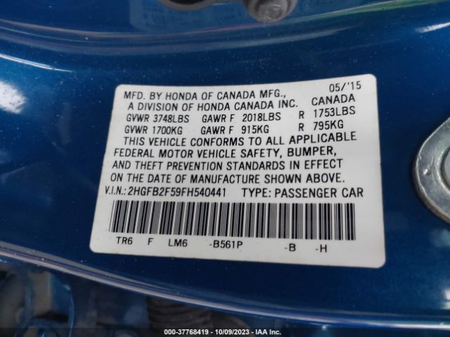 2HGFB2F59FH540441 Honda Civic Sedan Lx