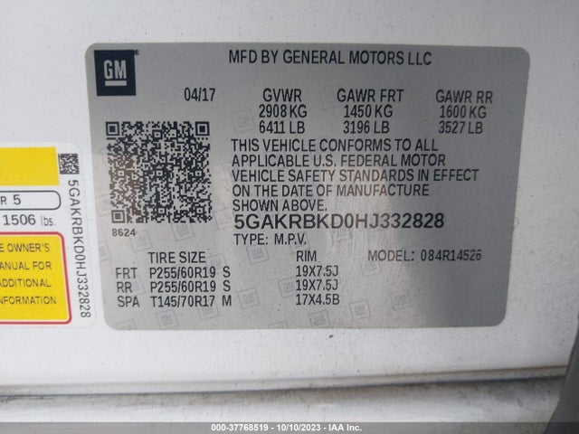 Buick Enclave Leather 2017 5GAKRBKD0HJ332828 Image 9