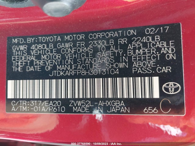 Toyota Prius Prime Plus/premium/advanced 2017 JTDKARFP8H3013104 Image 9
