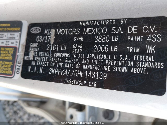 KIA FORTE LX 2017 3KPFK4A76HE143139 Image 9