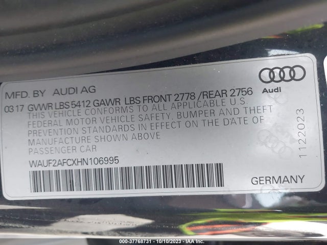 WAUF2AFCXHN106995 Audi A6 Premium Plus