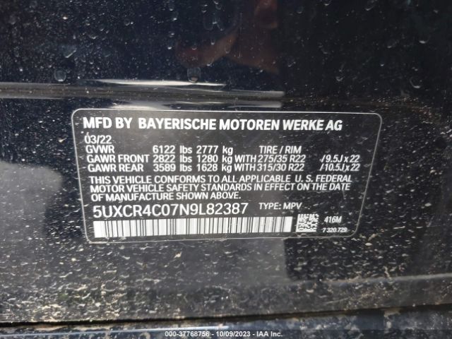 5UXCR4C07N9L82387 BMW X5 Sdrive40i