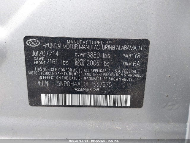 Hyundai ELANTRA SE 2015 5NPDH4AE0FH557675 Image 9