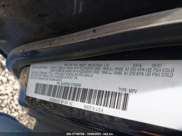 2008 SUBARU OUTBACK VIN: 4S4BP60C187330956