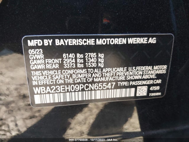 2023 BMW 740I VIN: WBA23EH09PCN65547