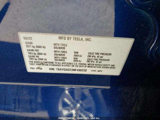 Tesla Model Y Long Range 2022 7SAYGAEE3NF490230 Image 16
