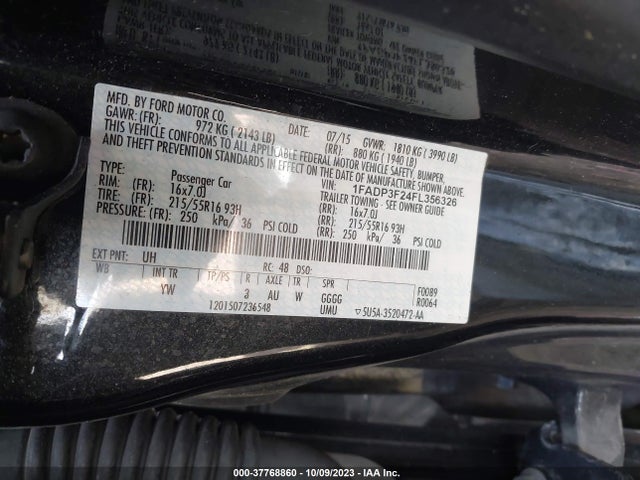 Ford FOCUS SE 2015 1FADP3F24FL356326 Image 9