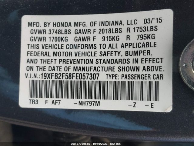 19XFB2F58FE057307 Honda Civic Sedan Lx
