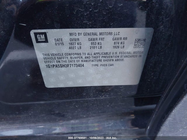 1G1PA5SH3F7173404 Chevrolet CRUZE LS