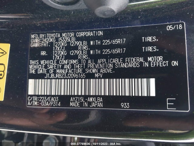 JTJBJRBZ3J2096165 Lexus Nx Nx 300h