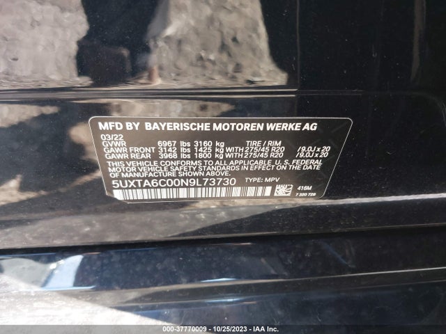 BMW X5 Phev Xdrive45e 2022 5UXTA6C00N9L73730 Image 9