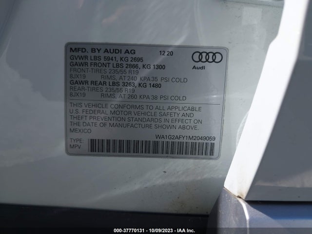 WA1G2AFY1M2049059 Audi Q5 PREMIUM