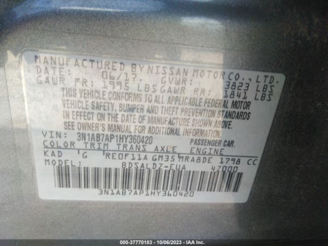 3N1AB7AP1HY360420 Nissan SENTRA SV