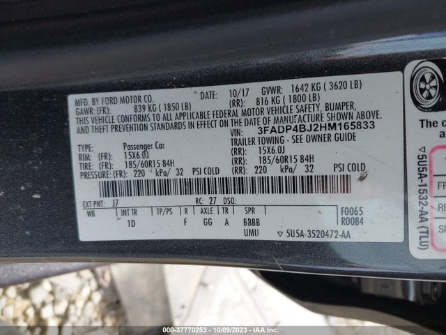 Ford FIESTA SE 2017 3FADP4BJ2HM165833 Image 9