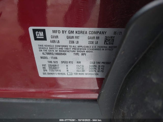 Chevrolet Trailblazer Awd Lt 2022 KL79MRSL1NB009404 Image 9