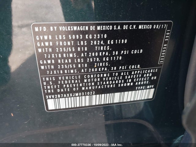 3VV2B7AXXJM031022 Volkswagen Tiguan Sel/se