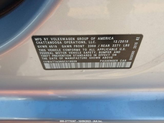 1VWAT7A36GC019509 Volkswagen Passat 1.8t S