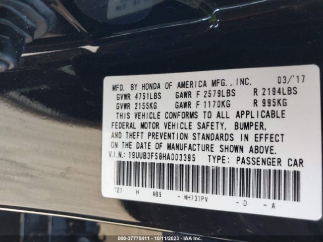19UUB3F58HA003395 Acura Tlx W/technology Package