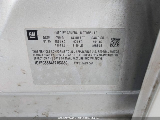 Chevrolet CRUZE LT 2015 1G1PC5SB4F7163339 Image 9