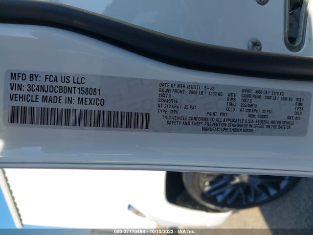 3C4NJDCB0NT158081 Jeep Compass High Altitude 4x4