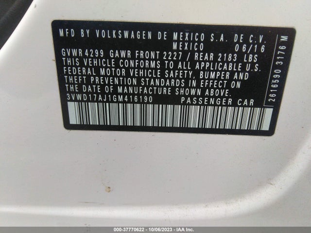 3VWD17AJ1GM416190 Volkswagen Jetta Sedan 1.8t Sport