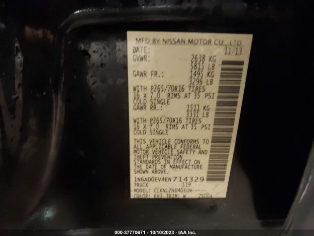 1N6AD0EV4EN714329 Nissan Frontier Sv