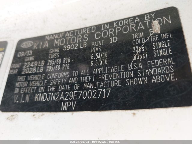 KNDJN2A29E7002717 KIA Soul Base