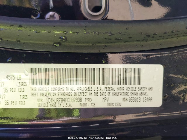 2015 JEEP PATRIOT LATITUDE VIN: 1C4NJRFB4FD382938