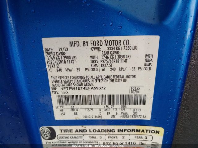 1FTFW1ET4EFA59672 Ford F-150 Fx4