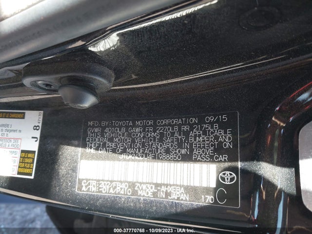 Toyota Prius Four 2015 JTDKN3DU4F1988850 Image 9