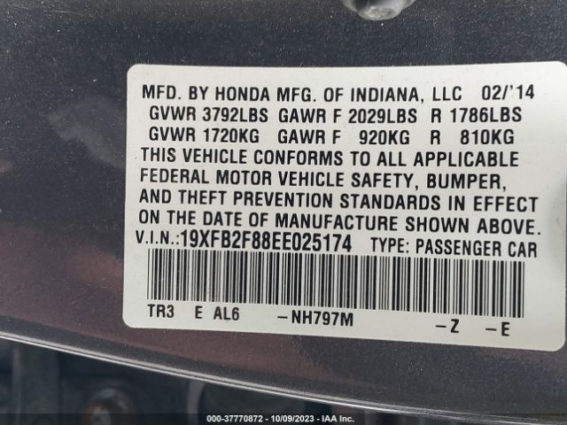 19XFB2F88EE025174 Honda Civic Sedan Ex