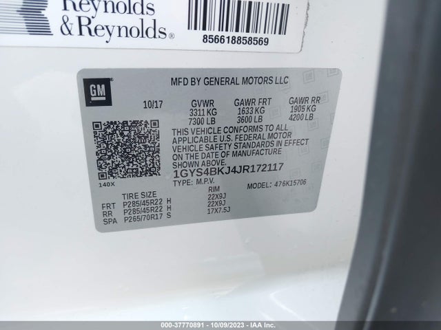 1GYS4BKJ4JR172117 Cadillac Escalade Luxury