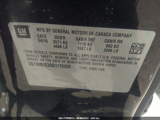 Chevrolet Impala Limited Lt 2016 2G1WB5E36G1176028 Image 9