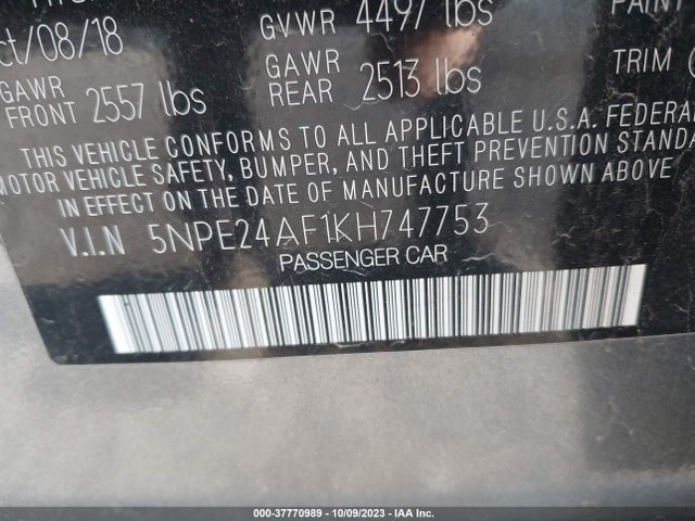 Hyundai SONATA SE 2019 5NPE24AF1KH747753 Image 9