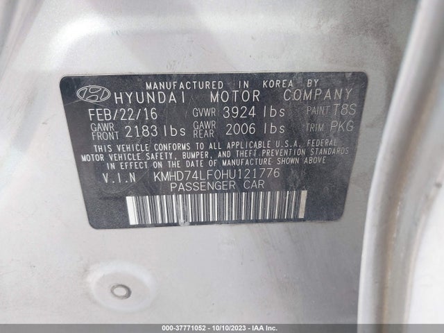 Hyundai ELANTRA SE 2017 KMHD74LF0HU121776 Image 9