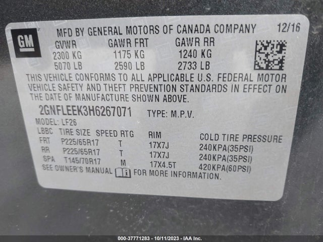 Chevrolet EQUINOX LS 2017 2GNFLEEK3H6267071 Image 9