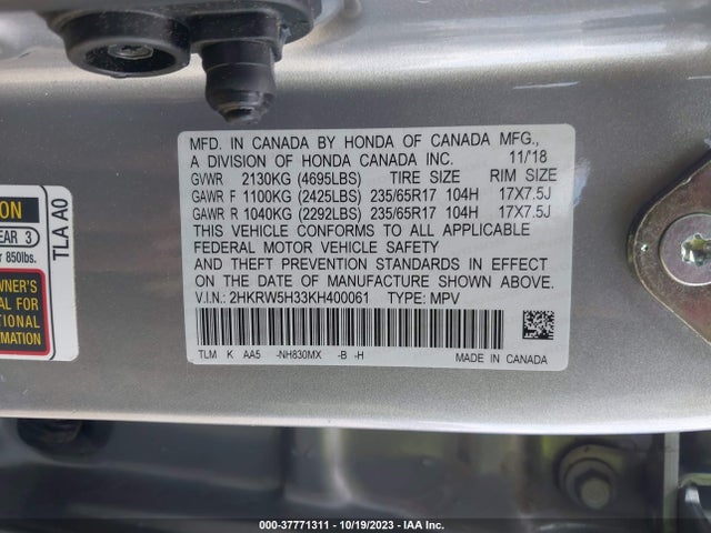 Honda CR-V LX 2019 2HKRW5H33KH400061 Image 9