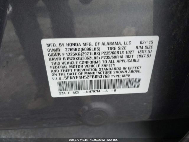 5FNYF4H52FB053768 Honda Pilot Ex-l