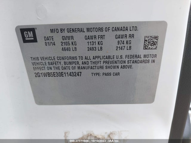 Chevrolet Impala Limited Lt 2014 2G1WB5E30E1143247 Image 9