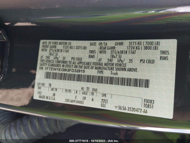 1FTEW1EG9GFD32915 Ford F-150 Xlt/xl/lariat/platinum