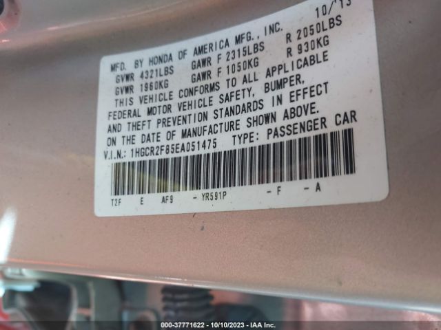 1HGCR2F85EA051475 Honda Accord Sedan Ex-l
