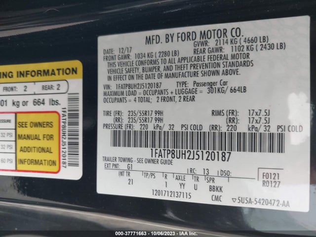 Ford Mustang Ecoboost 2018 1FATP8UH2J5120187 Image 9