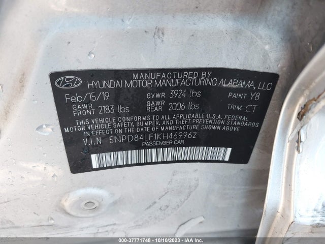 Hyundai ELANTRA SEL 2019 5NPD84LF1KH469962 Image 9