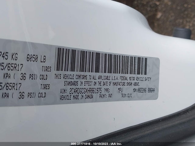 Dodge Grand Caravan Sxt 2017 2C4RDGCGXHR861975 Image 9