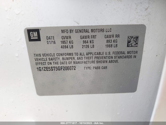 Chevrolet MALIBU LT 2016 1G1ZE5ST5GF206072 Image 9