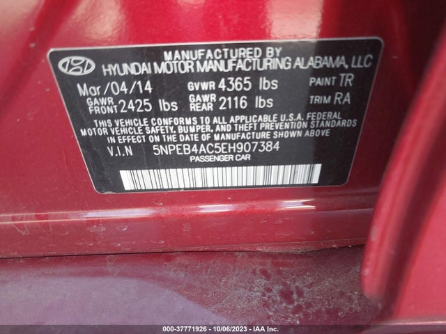 Hyundai SONATA GLS 2014 5NPEB4AC5EH907384 Image 9