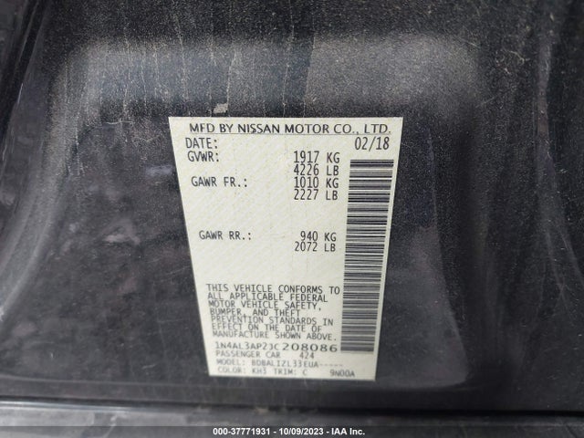 Nissan Altima 2.5 Sv 2018 1N4AL3AP2JC208086 Image 9