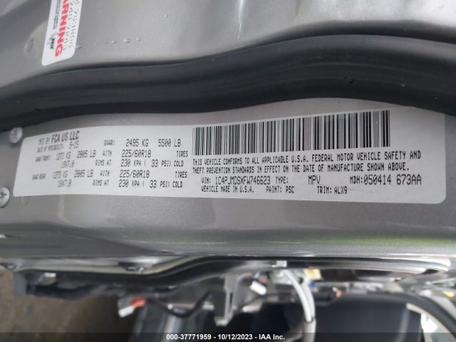 1C4PJMDSXFW746623 Jeep Cherokee Limited