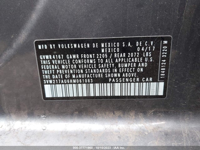 3VW217AU6HM061083 Volkswagen GOLF S