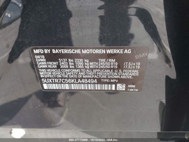5UXTR7C56KLA48494 BMW X3 Sdrive30i